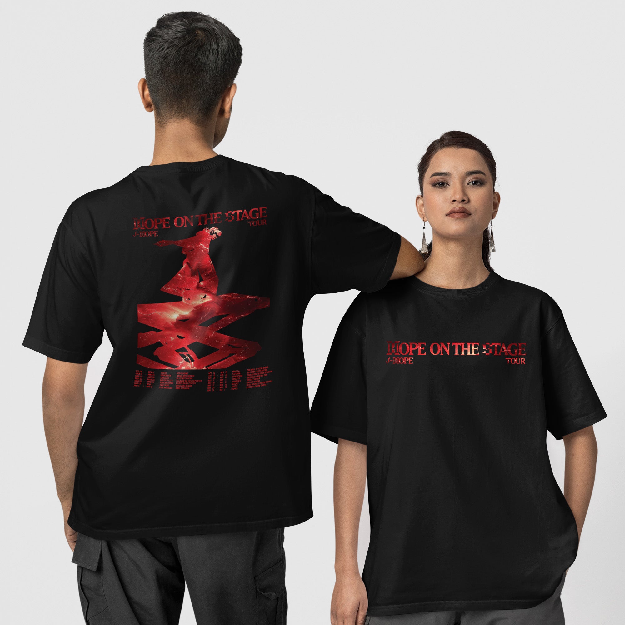 BTS J-Hope Graphic On The Stage Tour T-Shirt - Couple 1 view, Y2K kpop concert tee