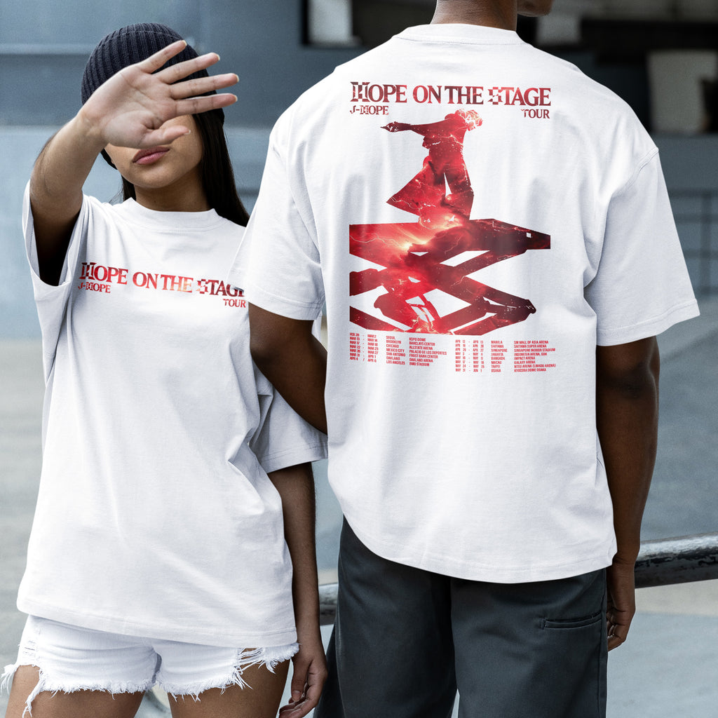 BTS J-Hope Graphic On The Stage Tour T-Shirt - Couple 2 view, Y2K kpop concert tee