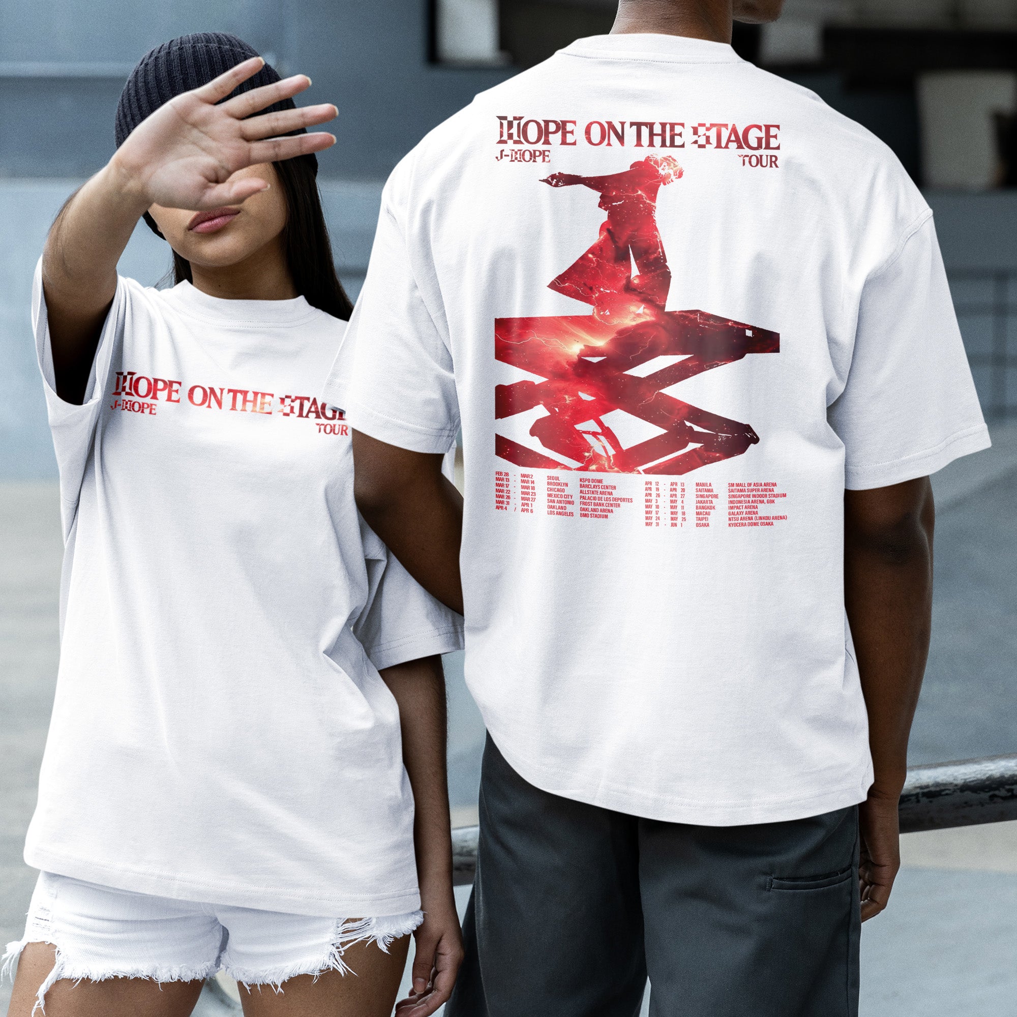BTS J-Hope Graphic On The Stage Tour T-Shirt - Couple 2 view, Y2K kpop concert tee