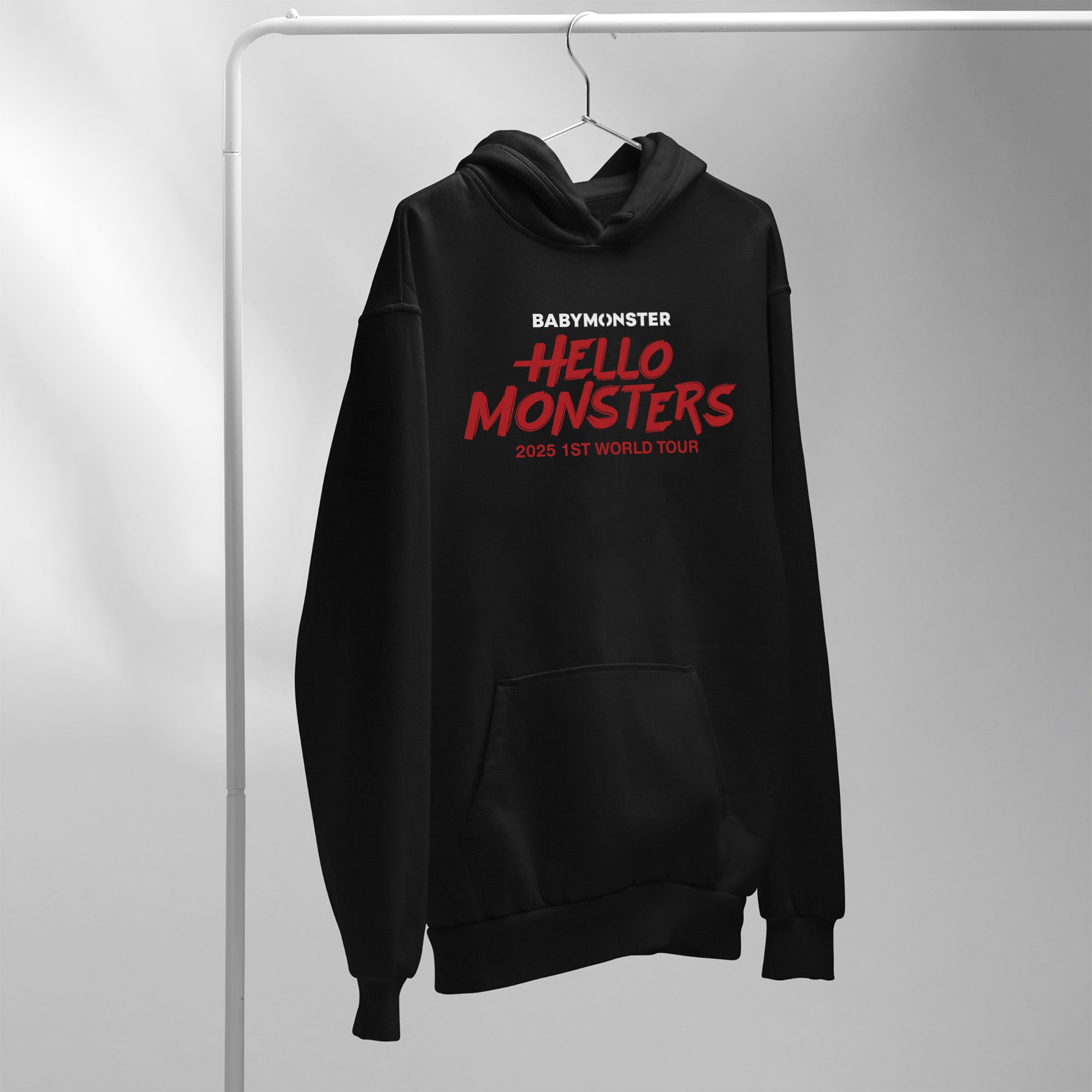 BABYMONSTER Hello Monsters 2025 1st World Tour Hoodie - Hang view, Y2K kpop concert hoodie
