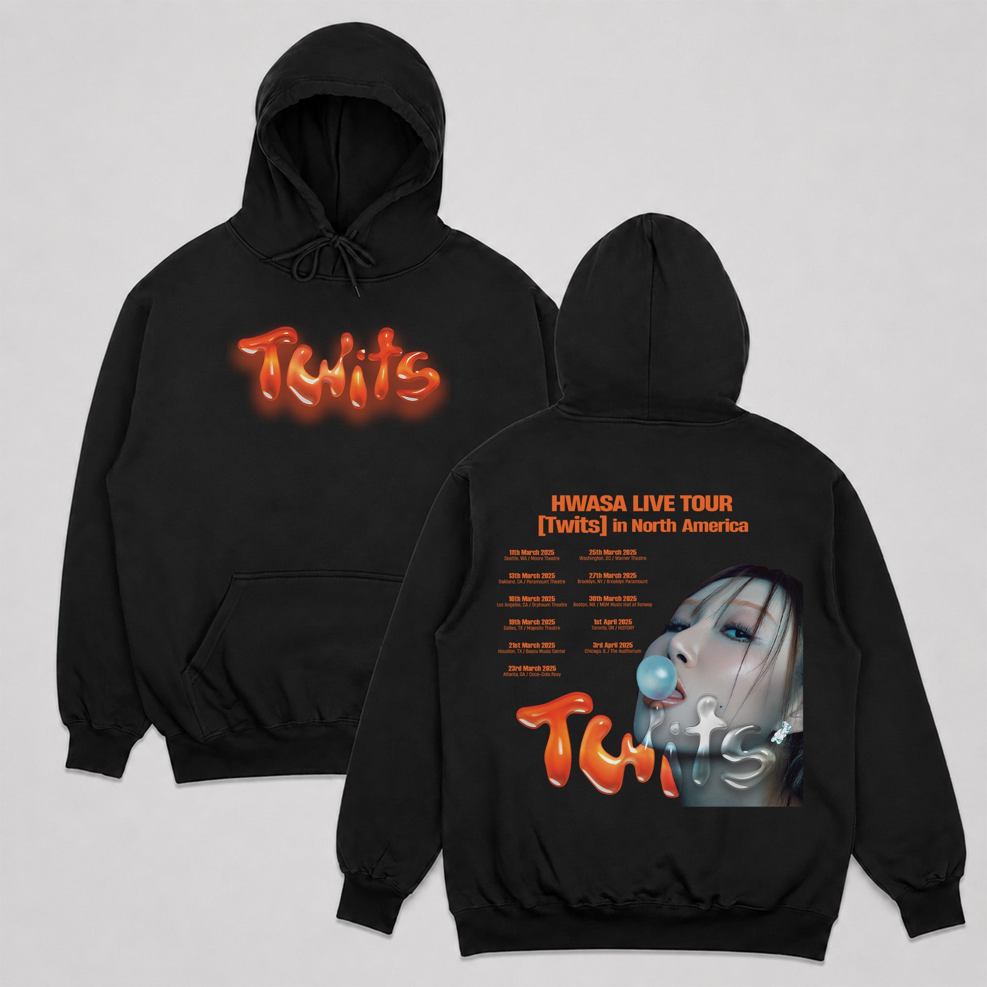 HWASA Live Tour Twits In NA 2025 Hoodie - Main view, Y2K kpop concert hoodie