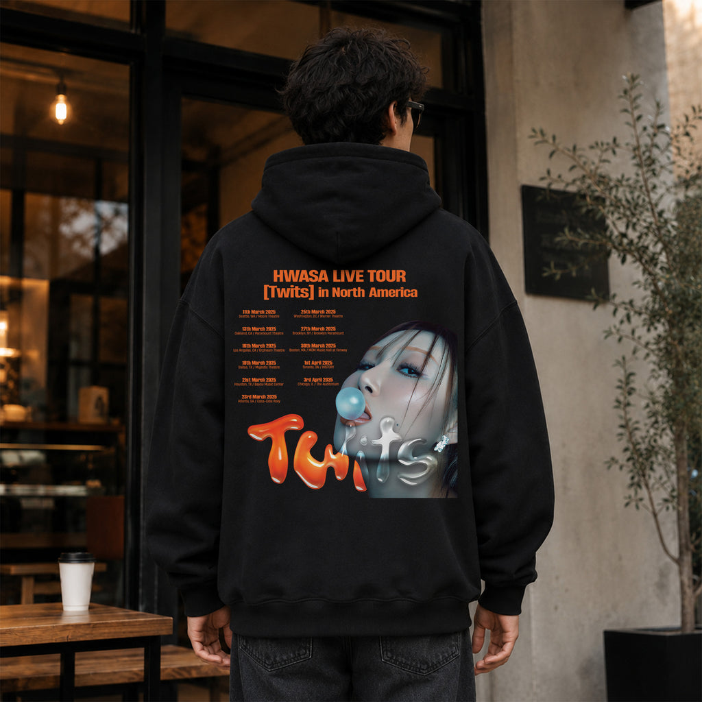 HWASA Live Tour Twits In NA 2025 Hoodie - Men Back view, Y2K kpop concert hoodie