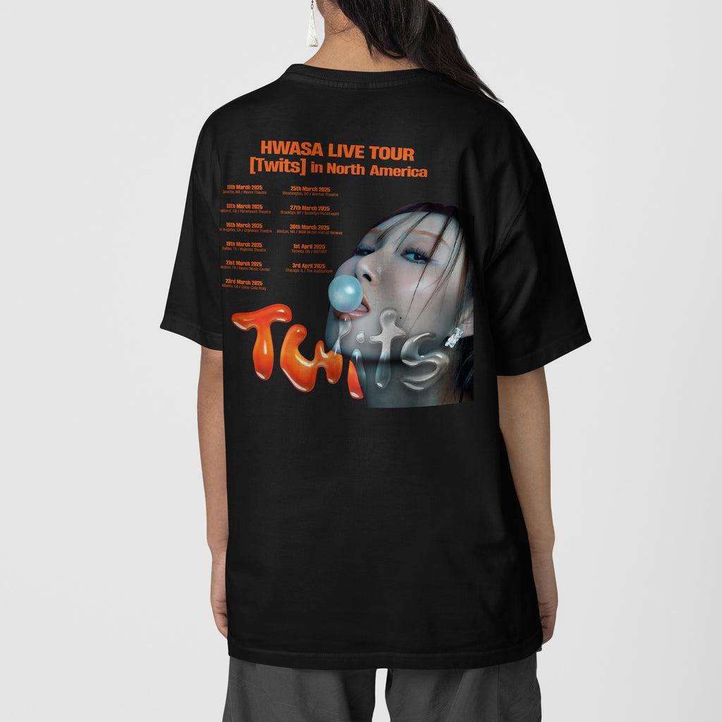 Hwasa Live Tour Twits in North America T-Shirt - Back view, Y2K kpop concert tee