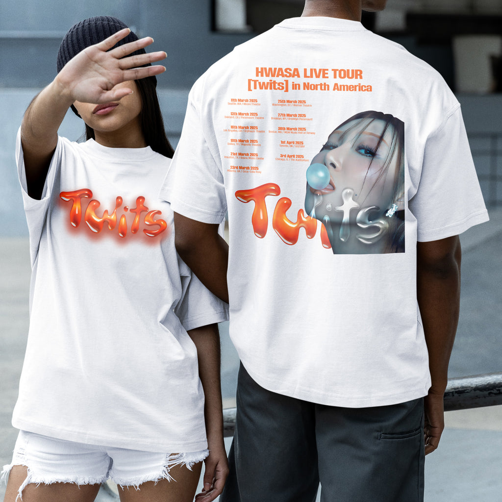 Hwasa Live Tour Twits in North America T-Shirt - Couple 2 view, Y2K kpop concert tee