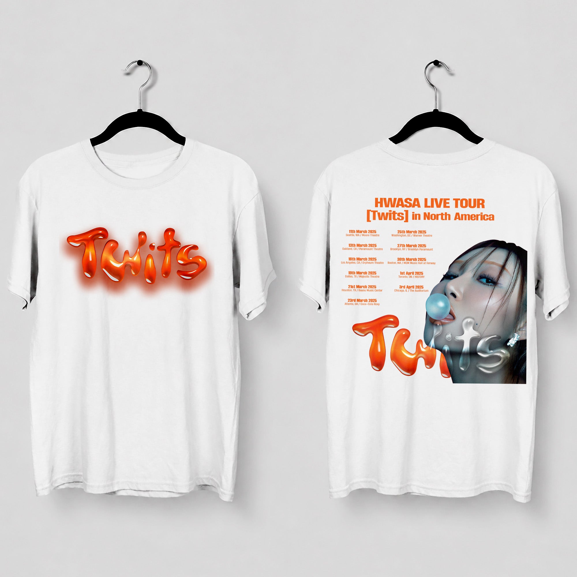 Hwasa Live Tour Twits in North America T-Shirt - Main view, Y2K kpop concert tee