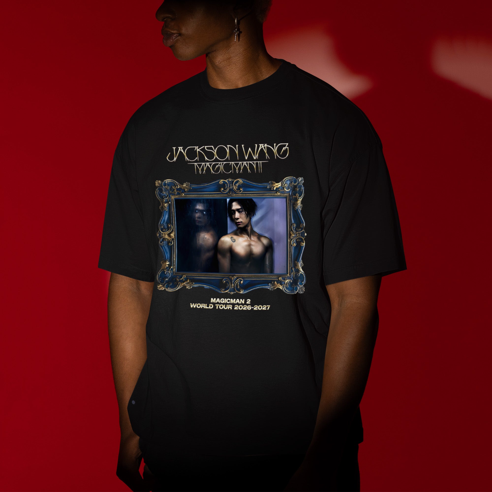Jackson Wang Magicman 2 World Tour T-Shirt - Men view, Y2K kpop concert tee