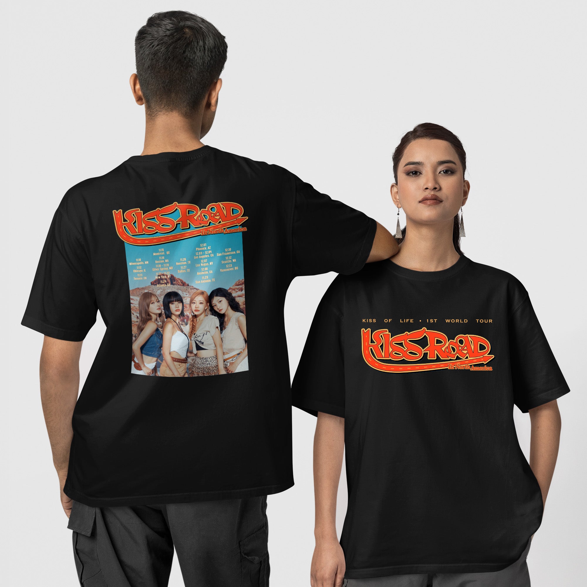 Kiss Of Life 1st World Tour T-Shirt - Couple 1 view, Y2K kpop concert tee