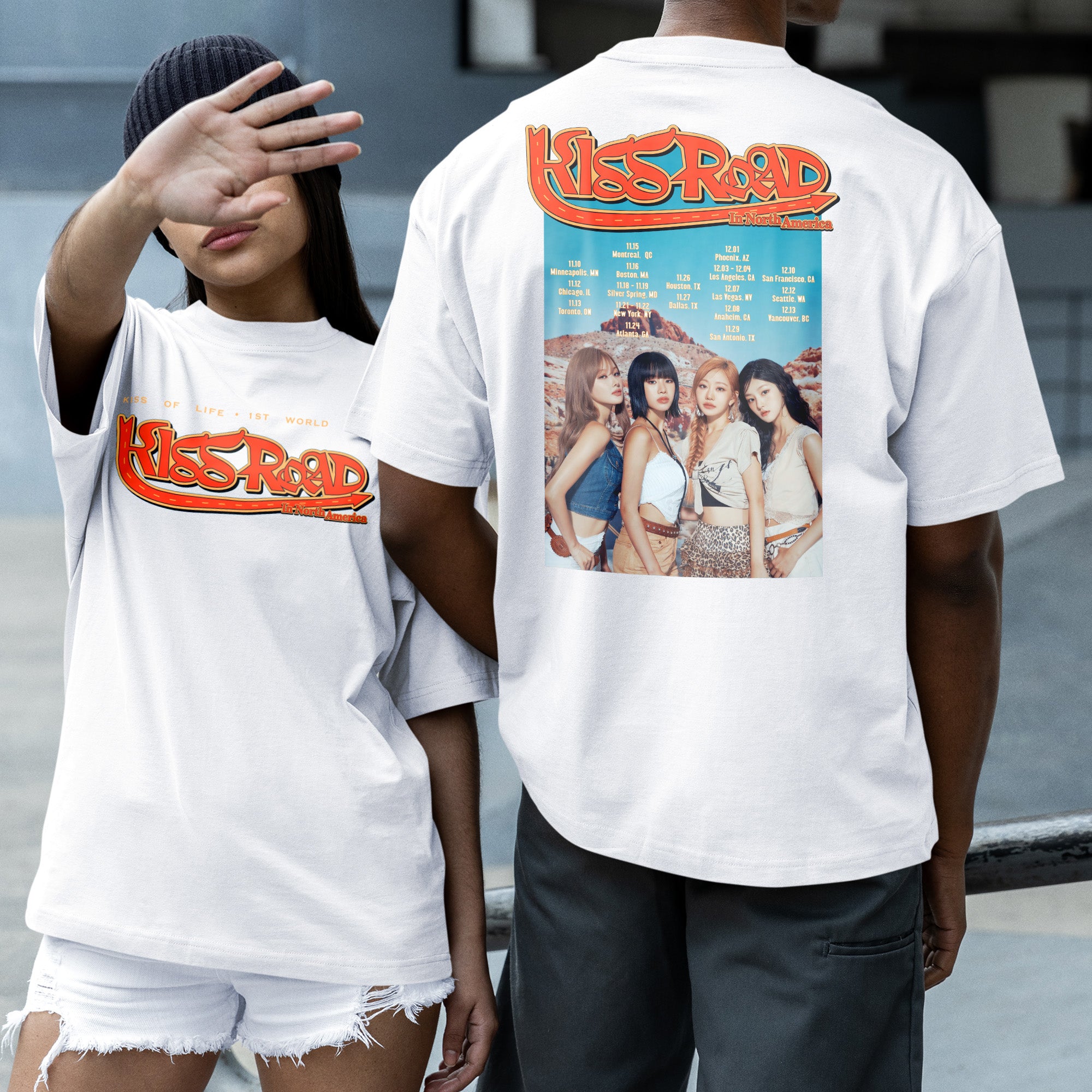 Kiss Of Life 1st World Tour T-Shirt - Couple 2 view, Y2K kpop concert tee