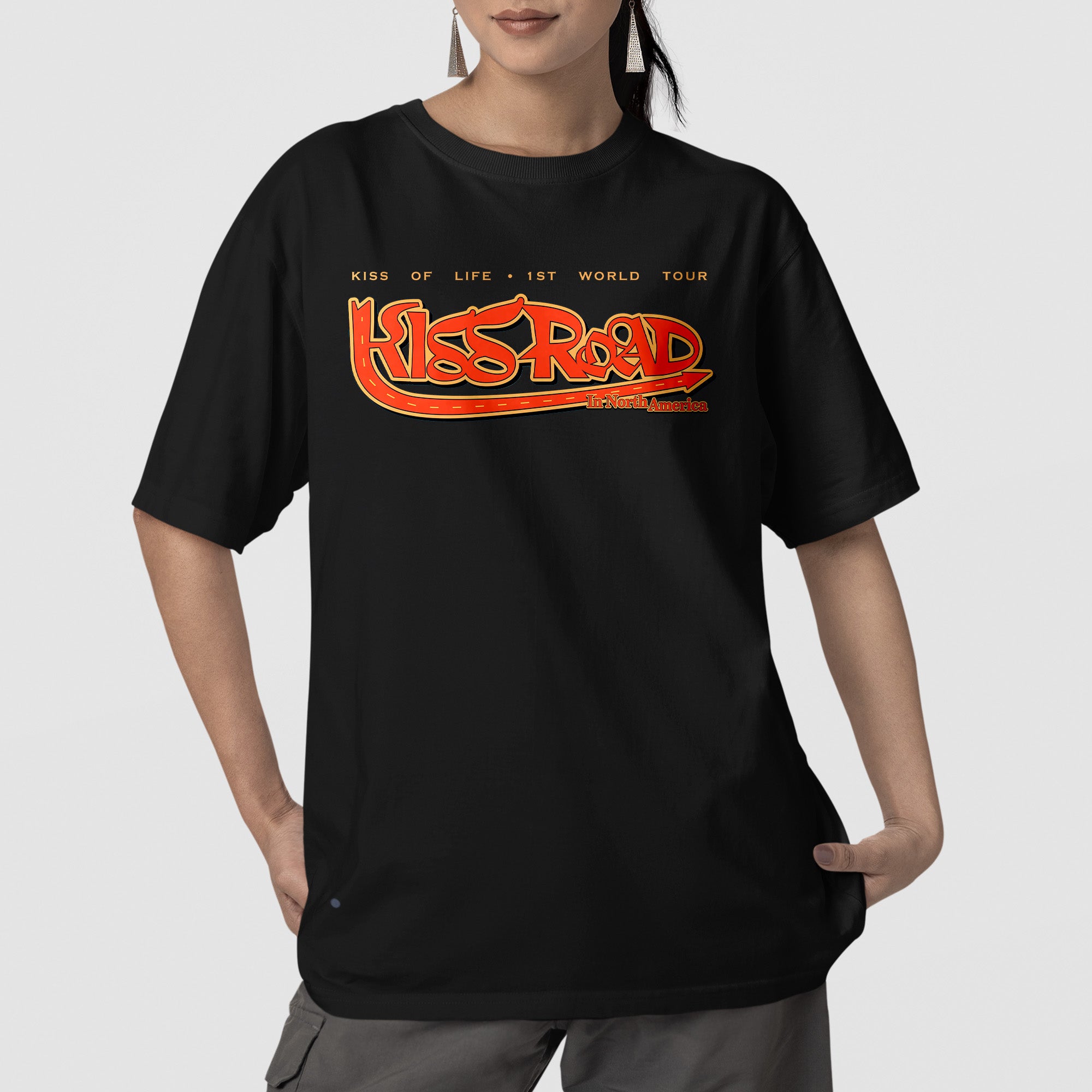 Kiss Of Life 1st World Tour T-Shirt - Front view, Y2K kpop concert tee