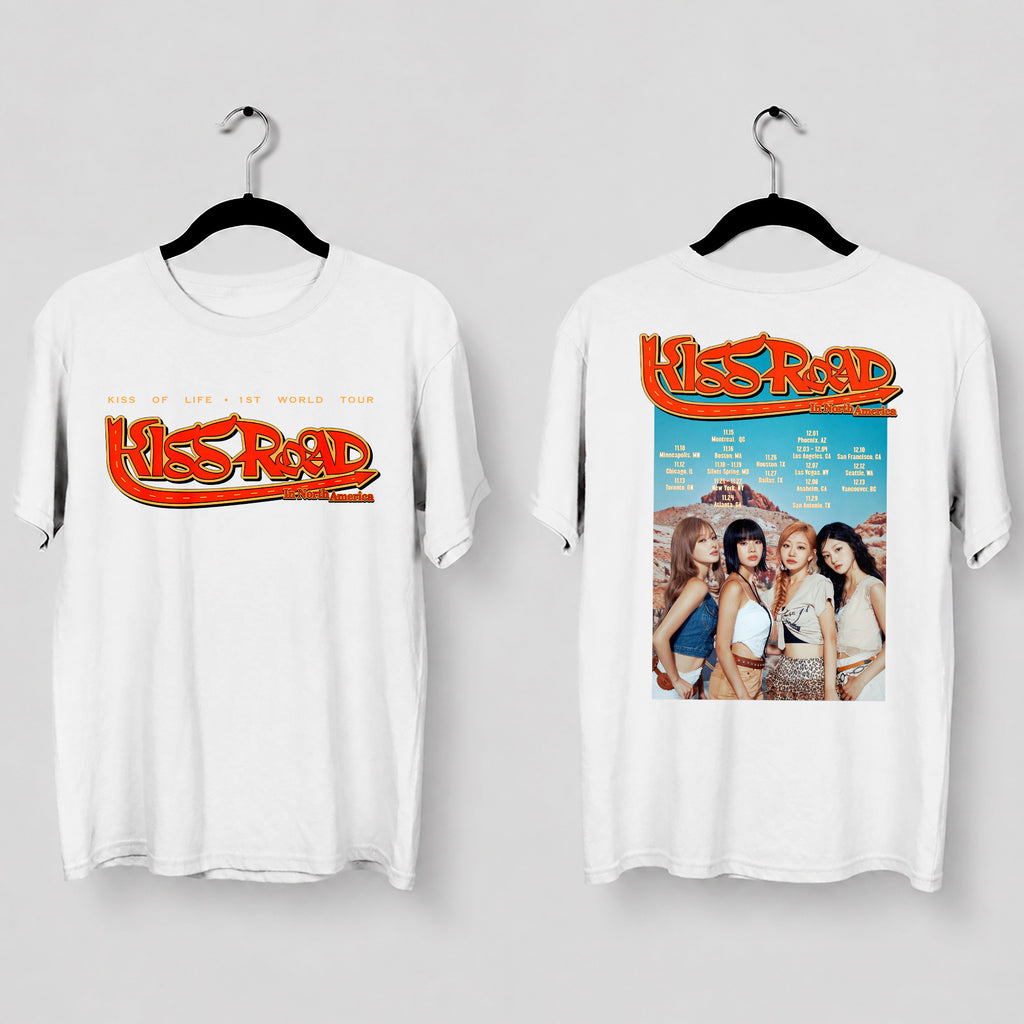 Kiss Of Life 1st World Tour T-Shirt - Main view, Y2K kpop concert tee