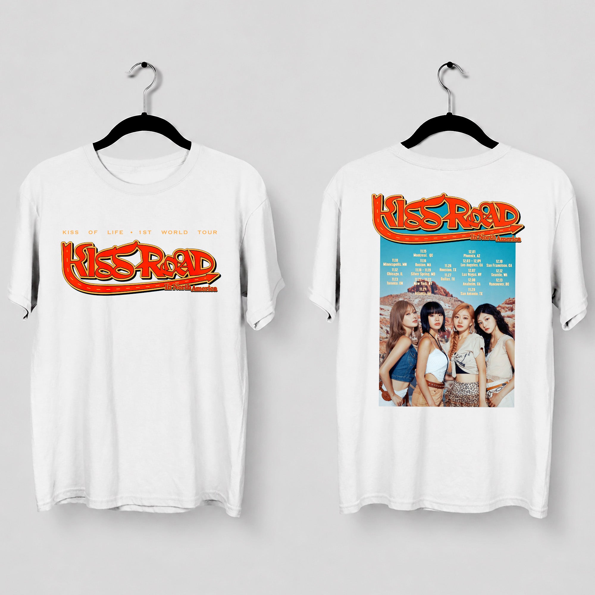 Kiss Of Life 1st World Tour T-Shirt - Main view, Y2K kpop concert tee