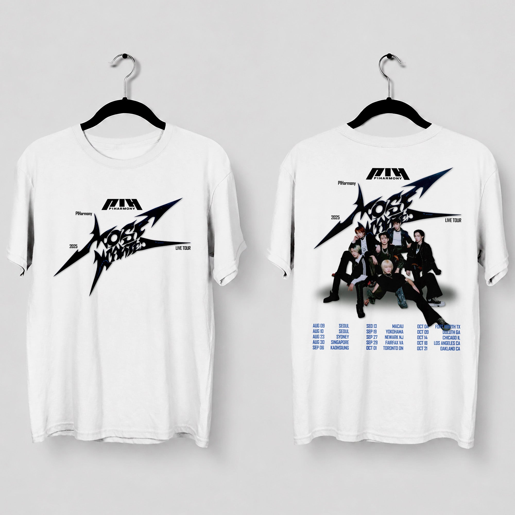 P1Harmony Live Tour 2025 P1ustage H : Most Wanted T-Shirt - Main view, Y2K kpop concert tee
