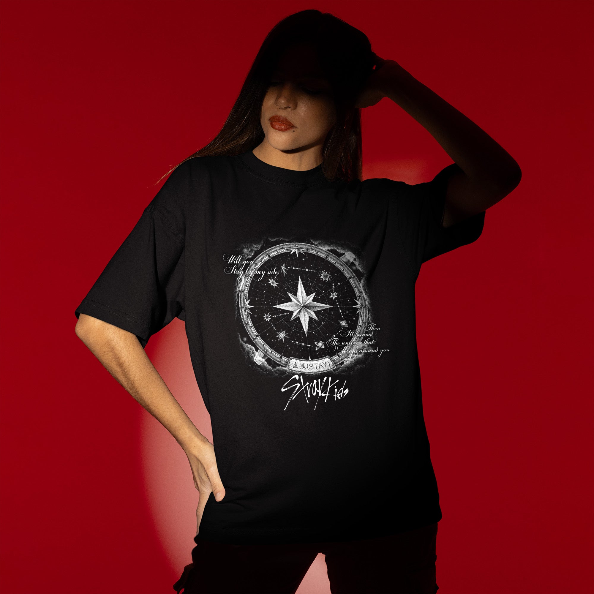 Stray Kids 8th Anniversary T-Shirt - Women view, Y2K kpop concert tee
