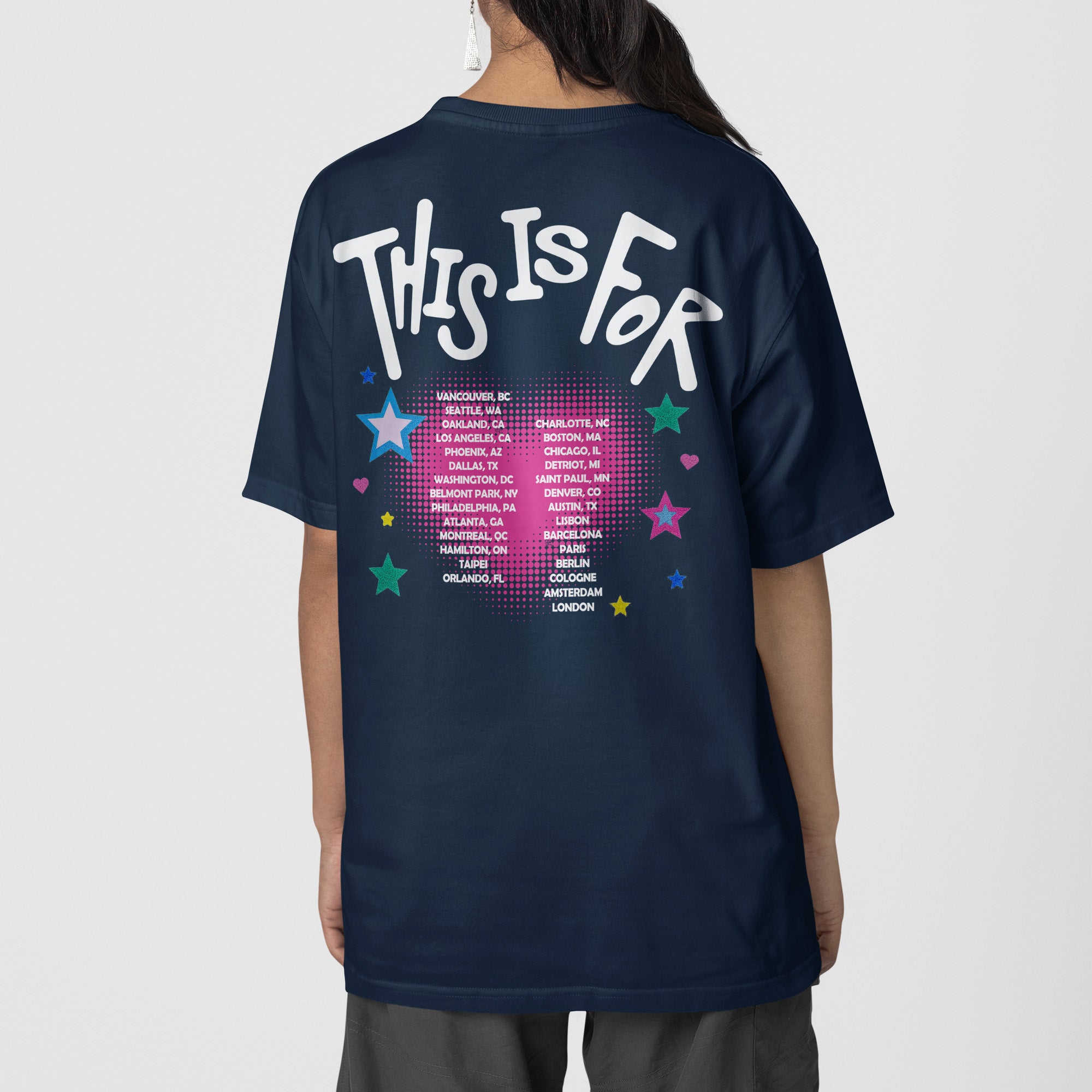 TWICE Lovelys This Is For World Tour T-Shirt - Back view, Y2K kpop concert tee