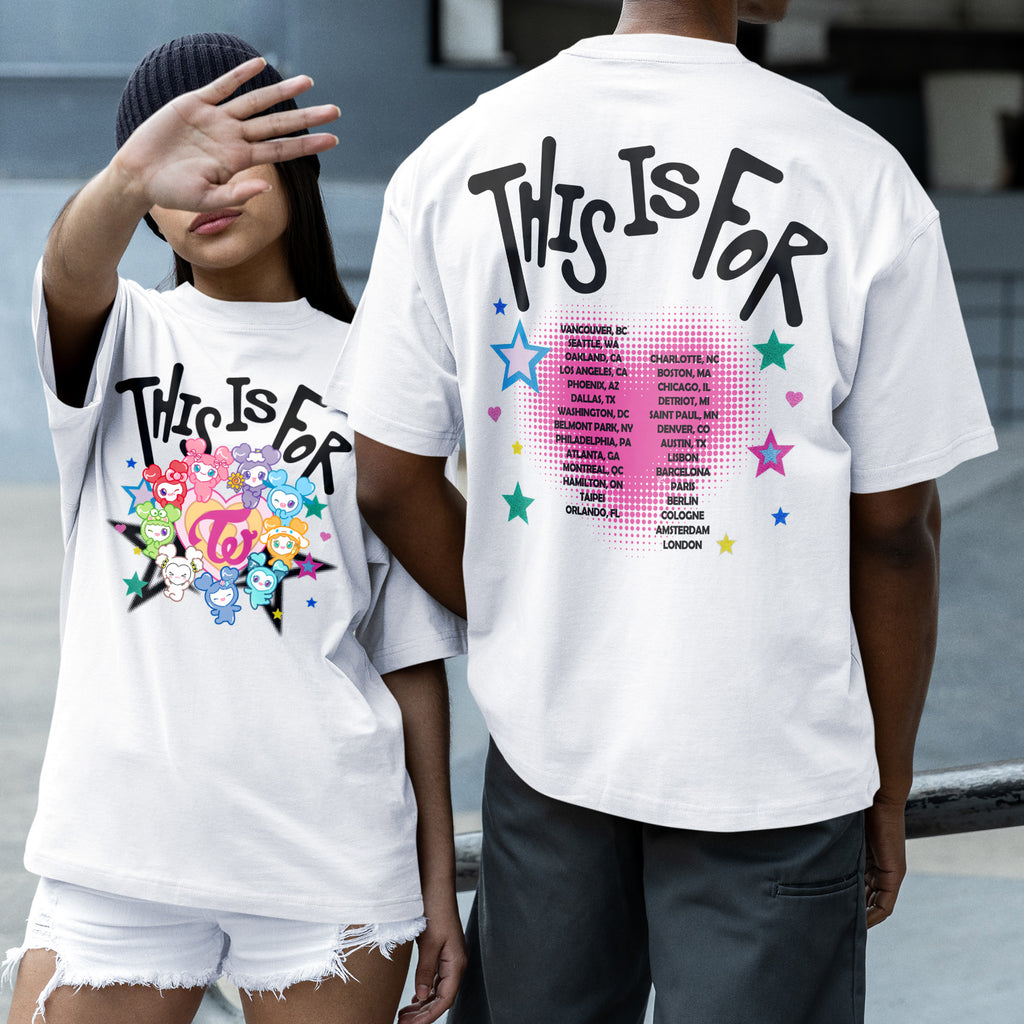 TWICE Lovelys This Is For World Tour T-Shirt - Couple 2 view, Y2K kpop concert tee