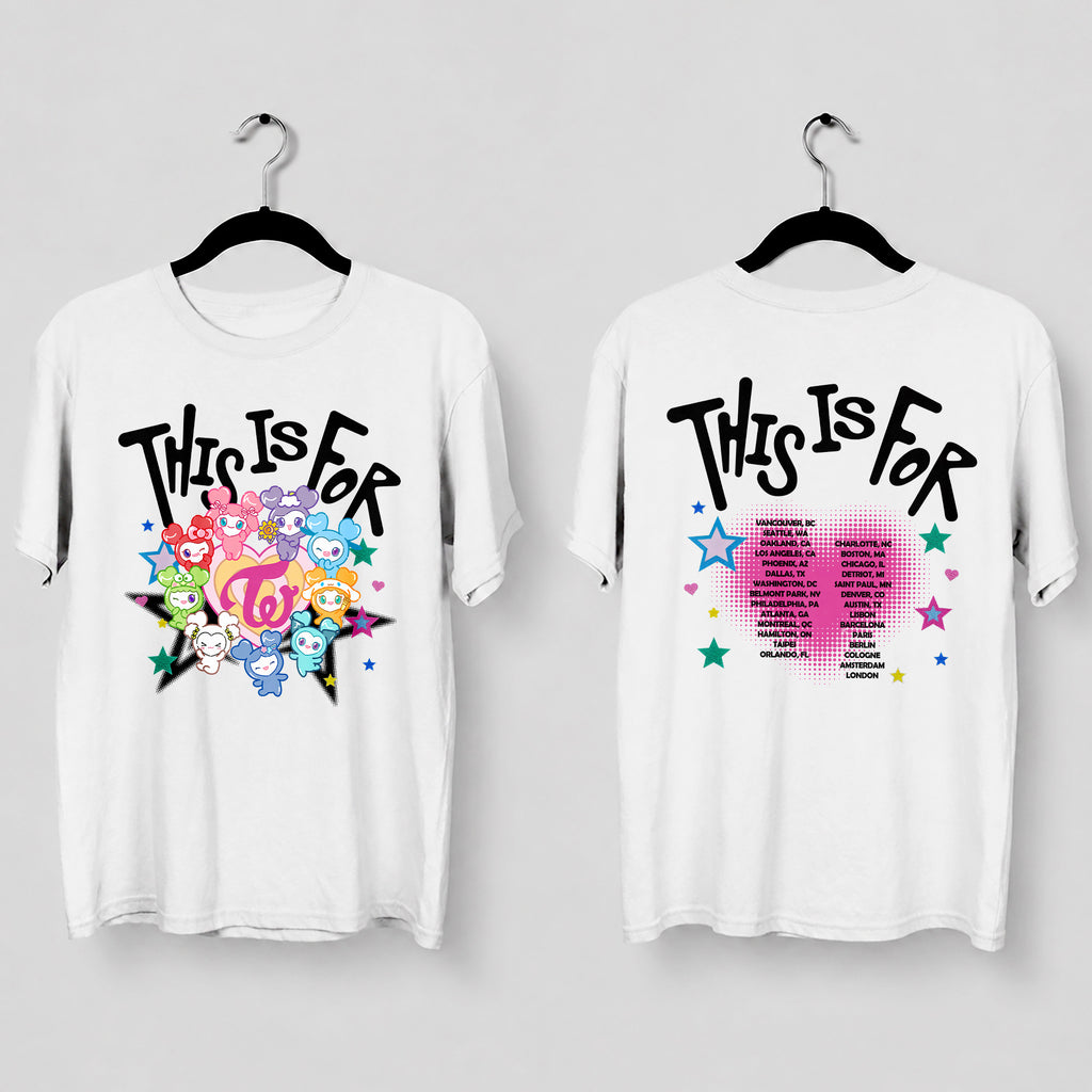 TWICE Lovelys This Is For World Tour T-Shirt - Main view, Y2K kpop concert tee