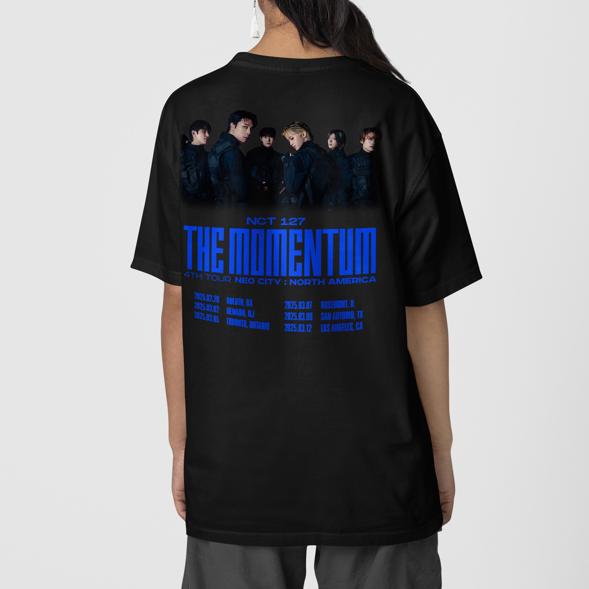 NCT 127 The Momentum 4th Tour T-Shirt - Back view, Y2K kpop concert tee