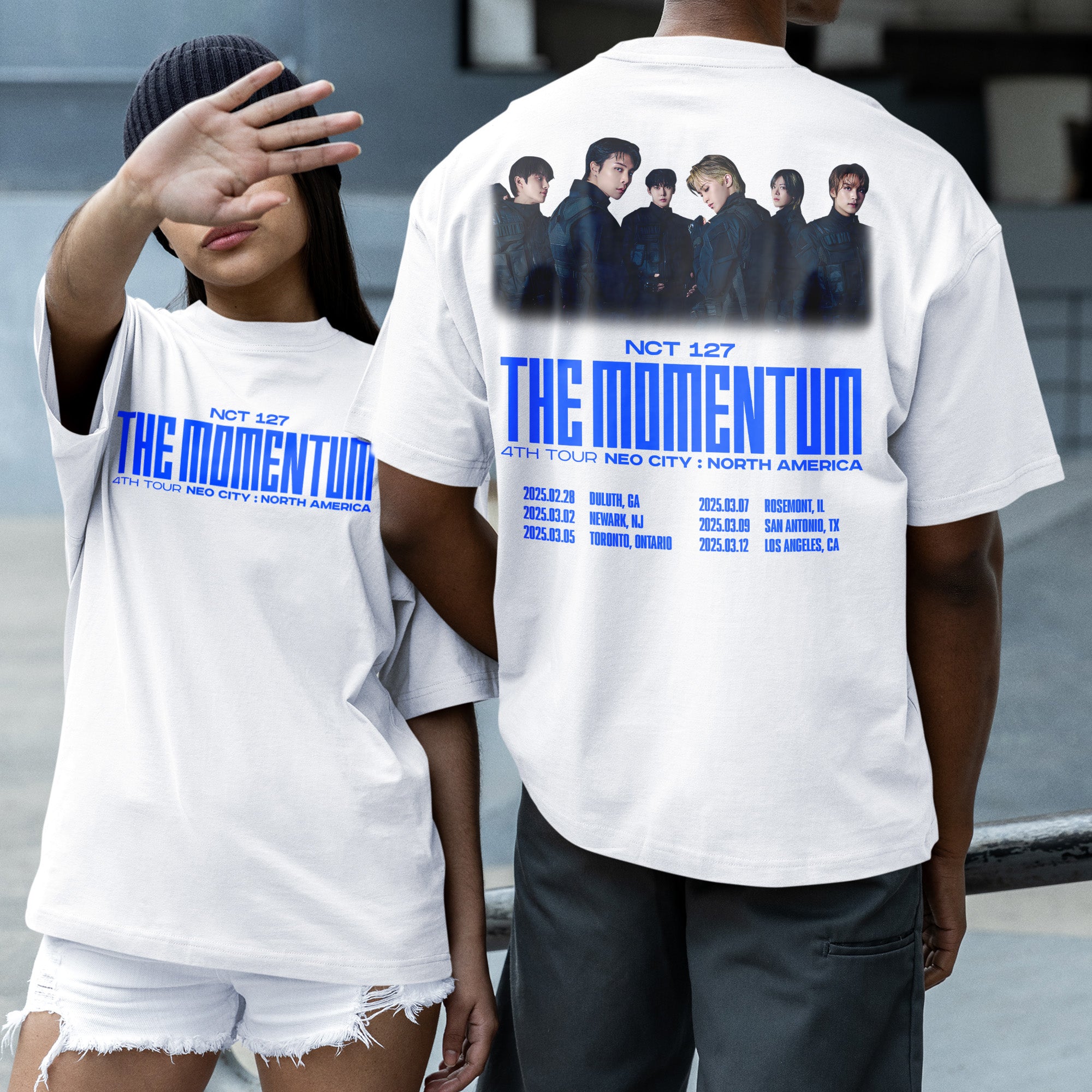 NCT 127 The Momentum 4th Tour T-Shirt - Couple 2 view, Y2K kpop concert tee
