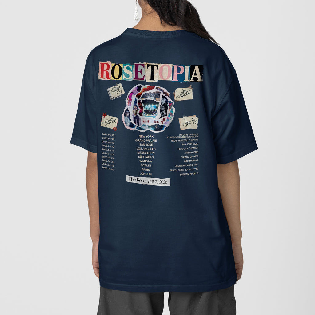 The Rose Rosetopia Tour 2026 T-Shirt - Back view, Y2K kpop concert tee