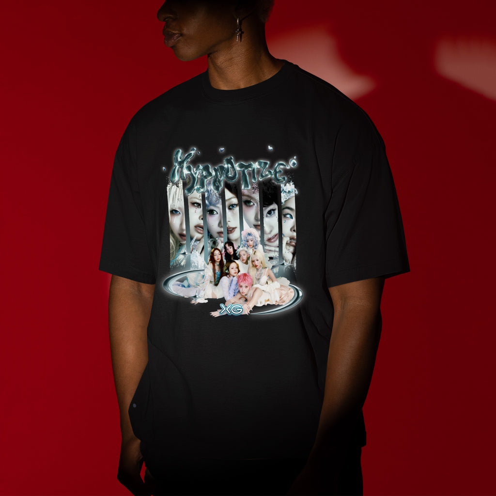 XG HYPNOTIZE Graphic T-Shirt - Men view, Y2K kpop concert tee