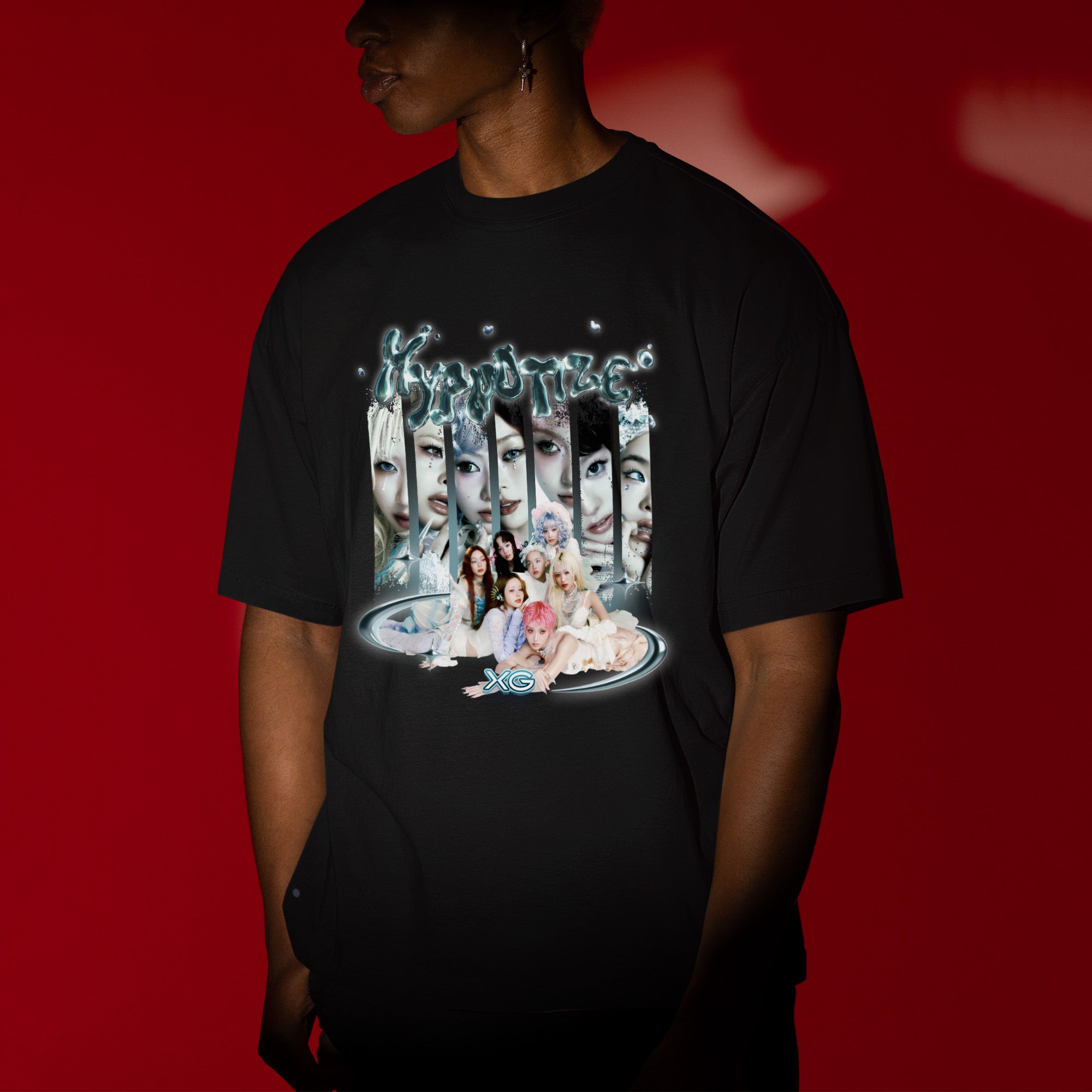 XG HYPNOTIZE Graphic T-Shirt - Men view, Y2K kpop concert tee