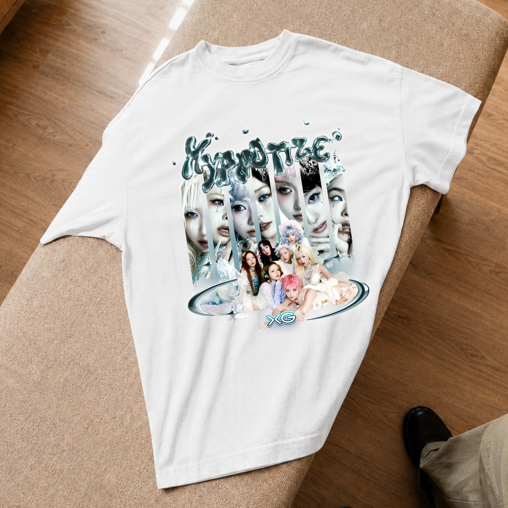XG HYPNOTIZE Graphic T-Shirt - Spread view, Y2K kpop concert tee