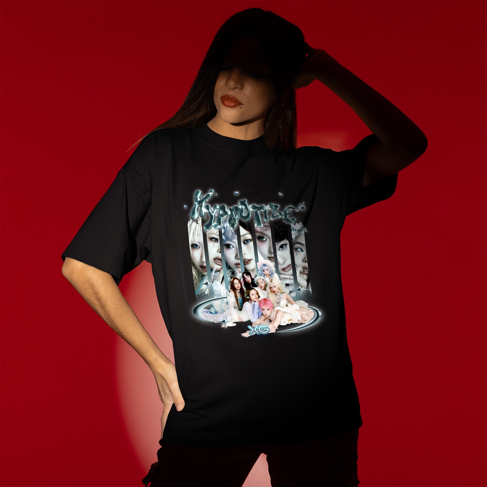 XG HYPNOTIZE Graphic T-Shirt - Women view, Y2K kpop concert tee