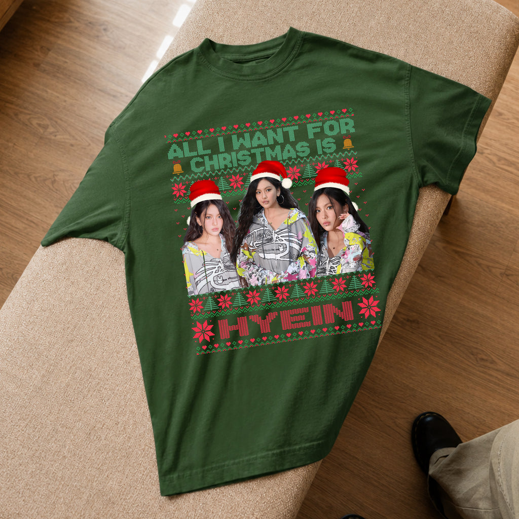 All You Want For Christmas Is Hyein T-Shirt - Spread view, Y2K kpop concert tee