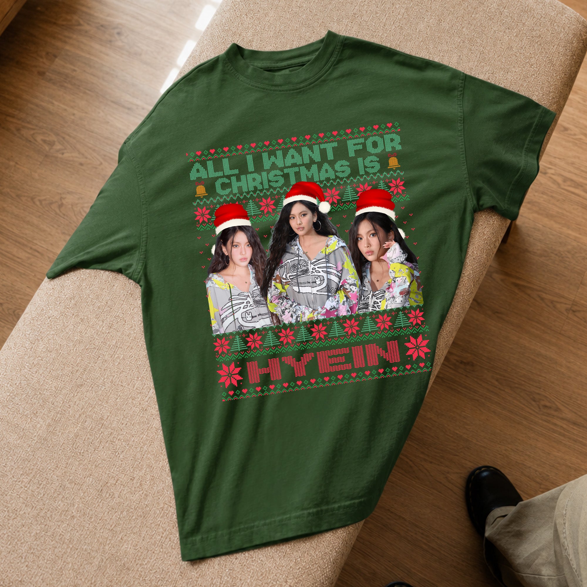 All You Want For Christmas Is Hyein T-Shirt - Spread view, Y2K kpop concert tee