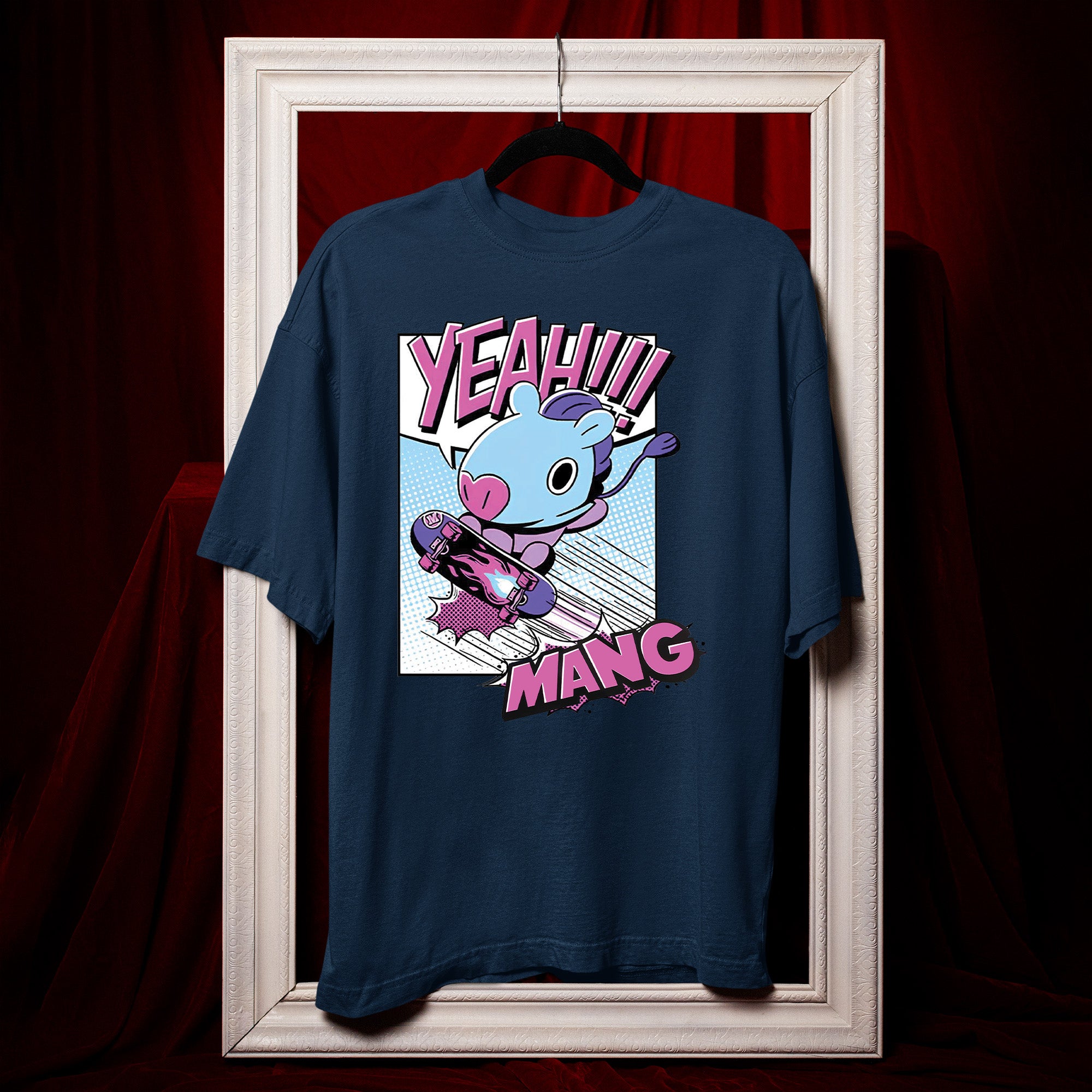 BTS J-Hope BT21 Mang Yeah T-Shirt - Hang view, Y2K kpop concert tee