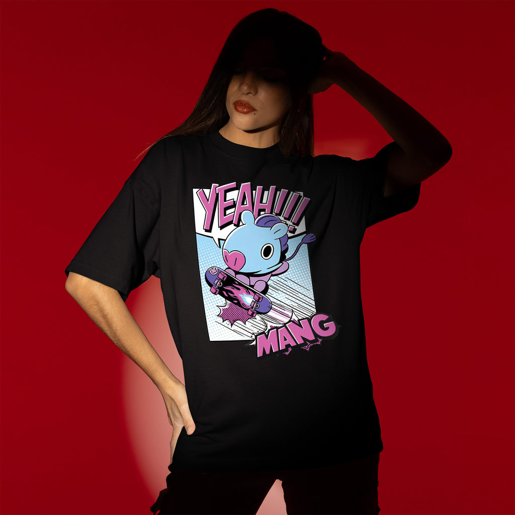 BTS J-Hope BT21 Mang Yeah T-Shirt - Women view, Y2K kpop concert tee