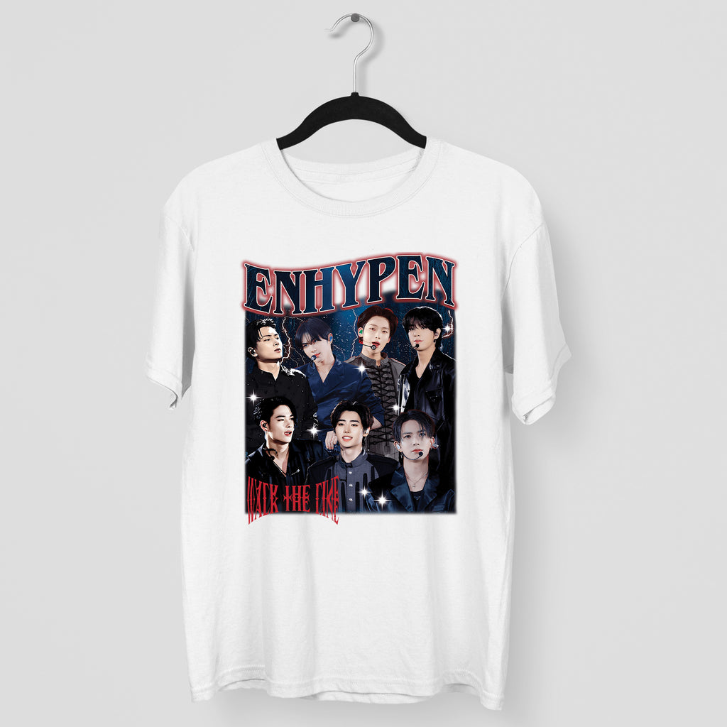 ENHYPEN Graphic Walk The Line T-Shirt - Main view, Y2K kpop concert tee