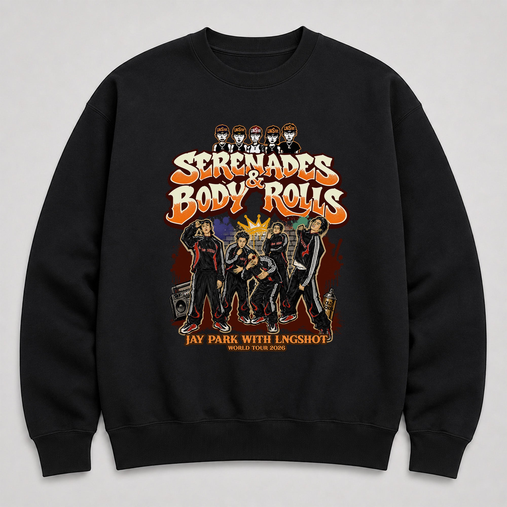 Jay Park Graffiti LNGSHOT Sweatshirt - Main view, Y2K kpop concert sweatshirt
