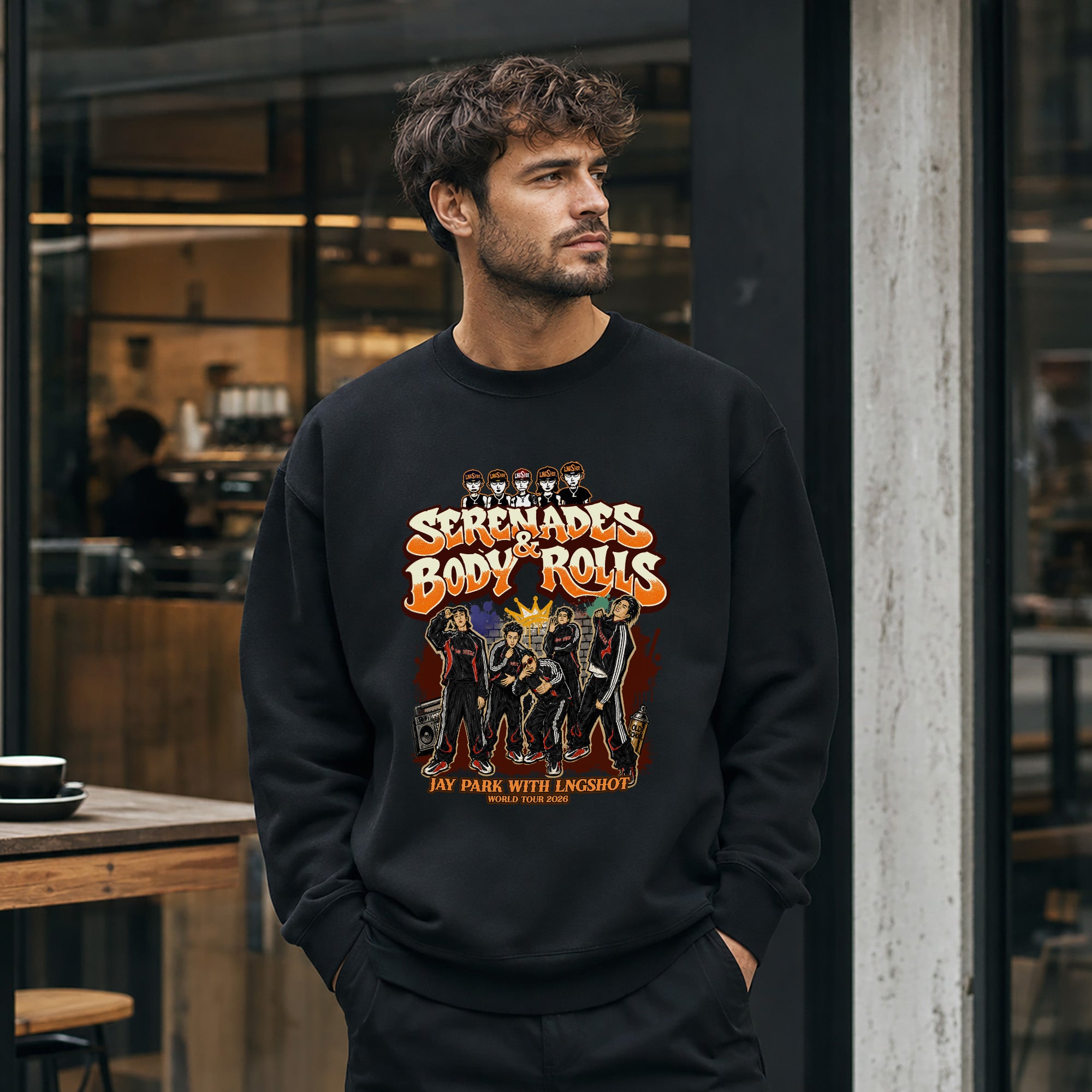 Jay Park Graffiti LNGSHOT Sweatshirt - Men view, Y2K kpop concert sweatshirt