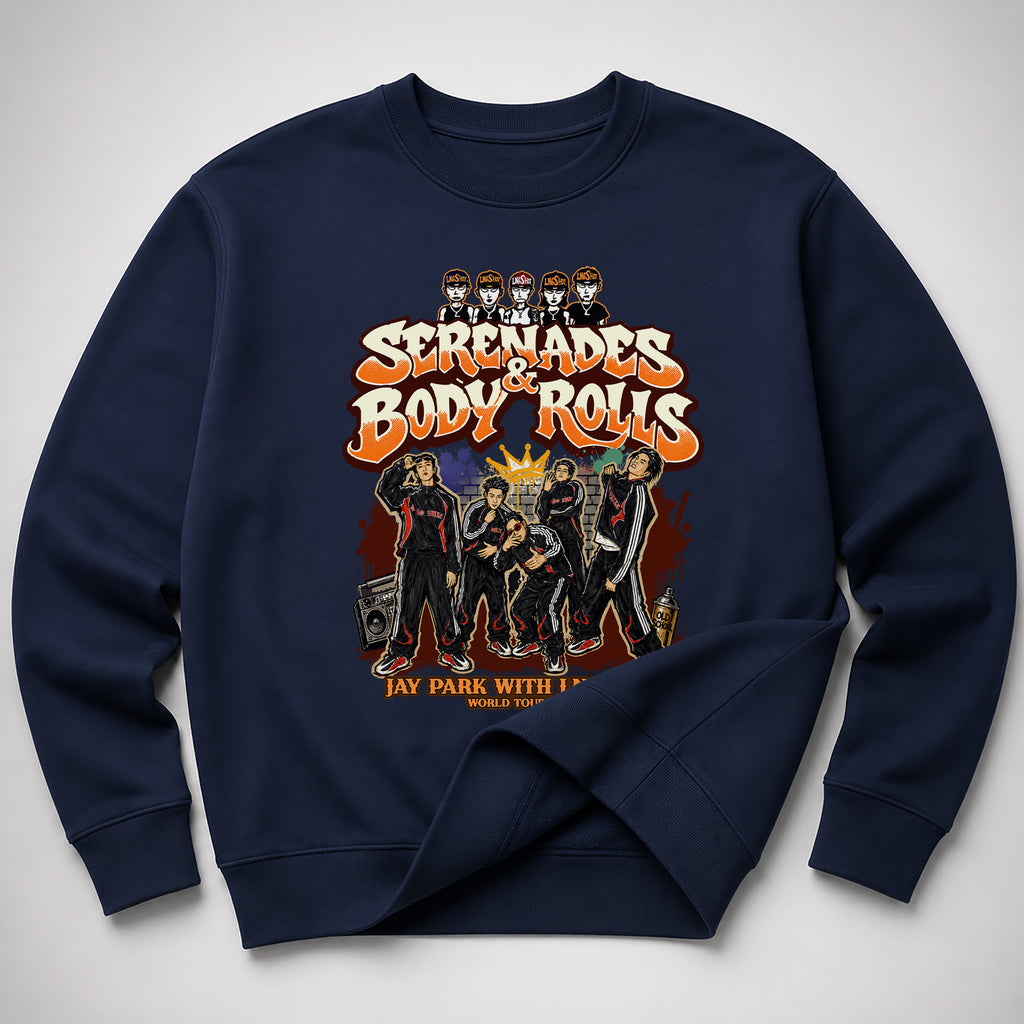 Jay Park Graffiti LNGSHOT Sweatshirt - Spread view, Y2K kpop concert sweatshirt