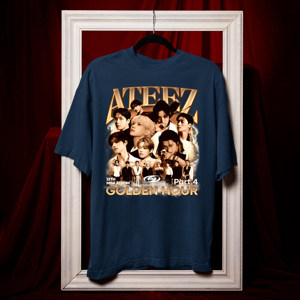 ATEEZ Graphic Golden Hour Part 4 T-Shirt - Hang view, Y2K kpop concert tee