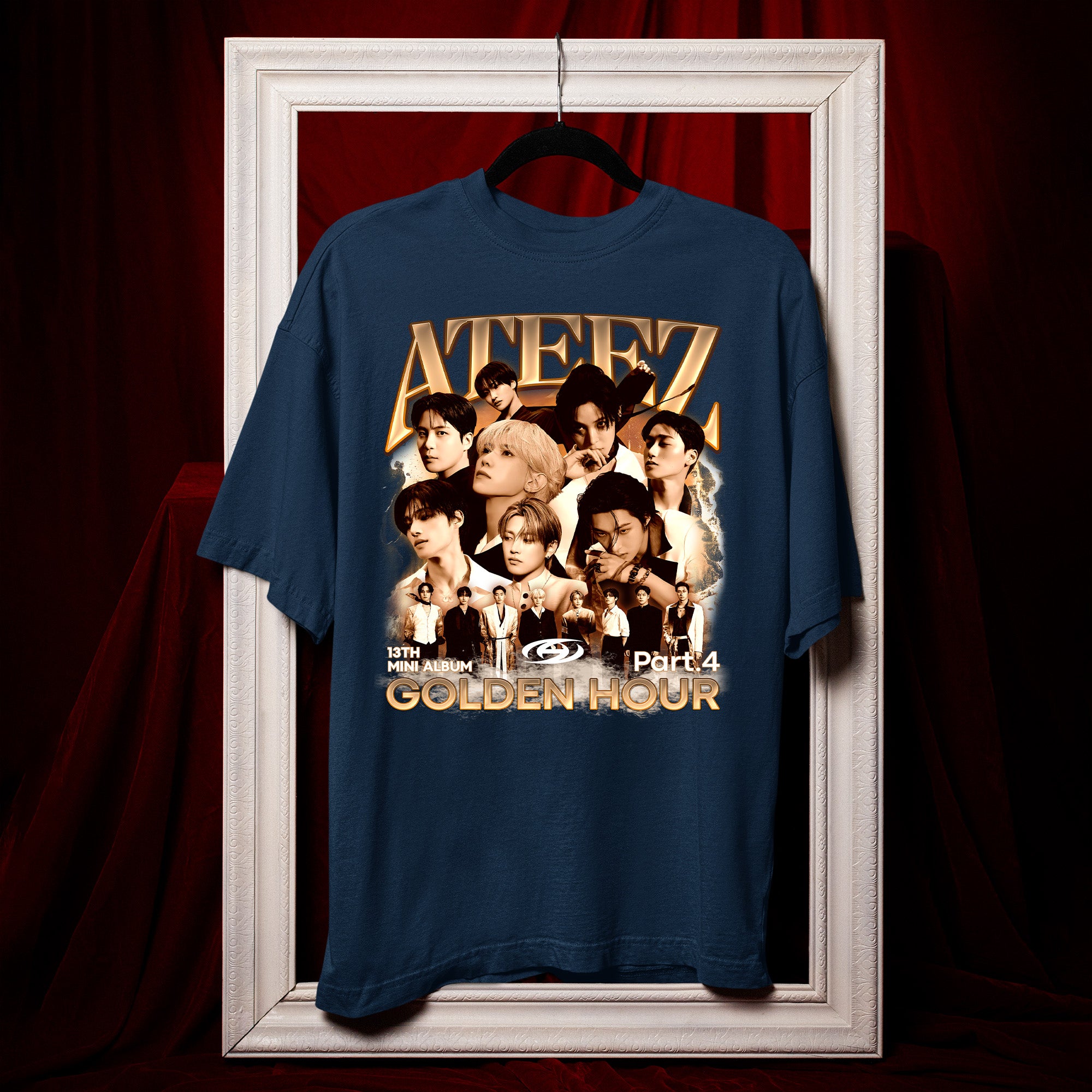 ATEEZ Graphic Golden Hour Part 4 T-Shirt - Hang view, Y2K kpop concert tee