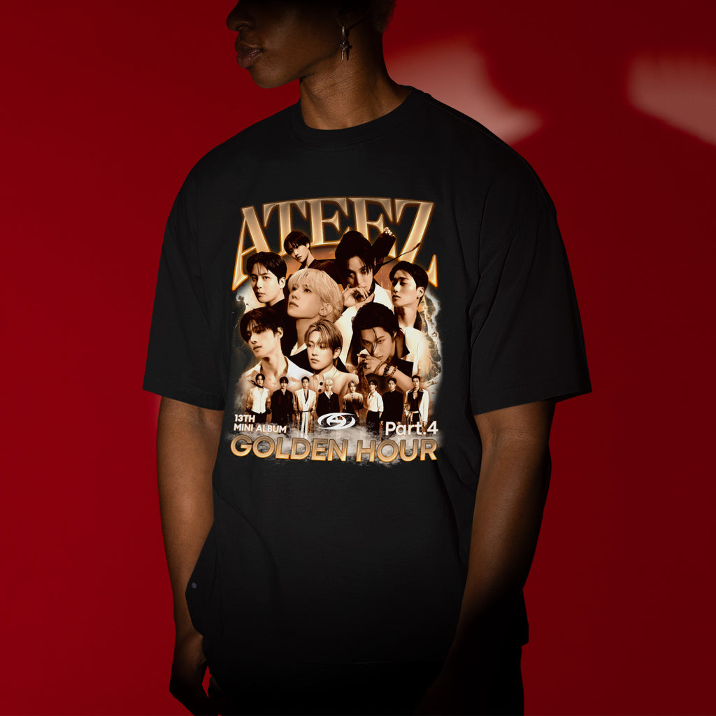 ATEEZ Graphic Golden Hour Part 4 T-Shirt - Men view, Y2K kpop concert tee