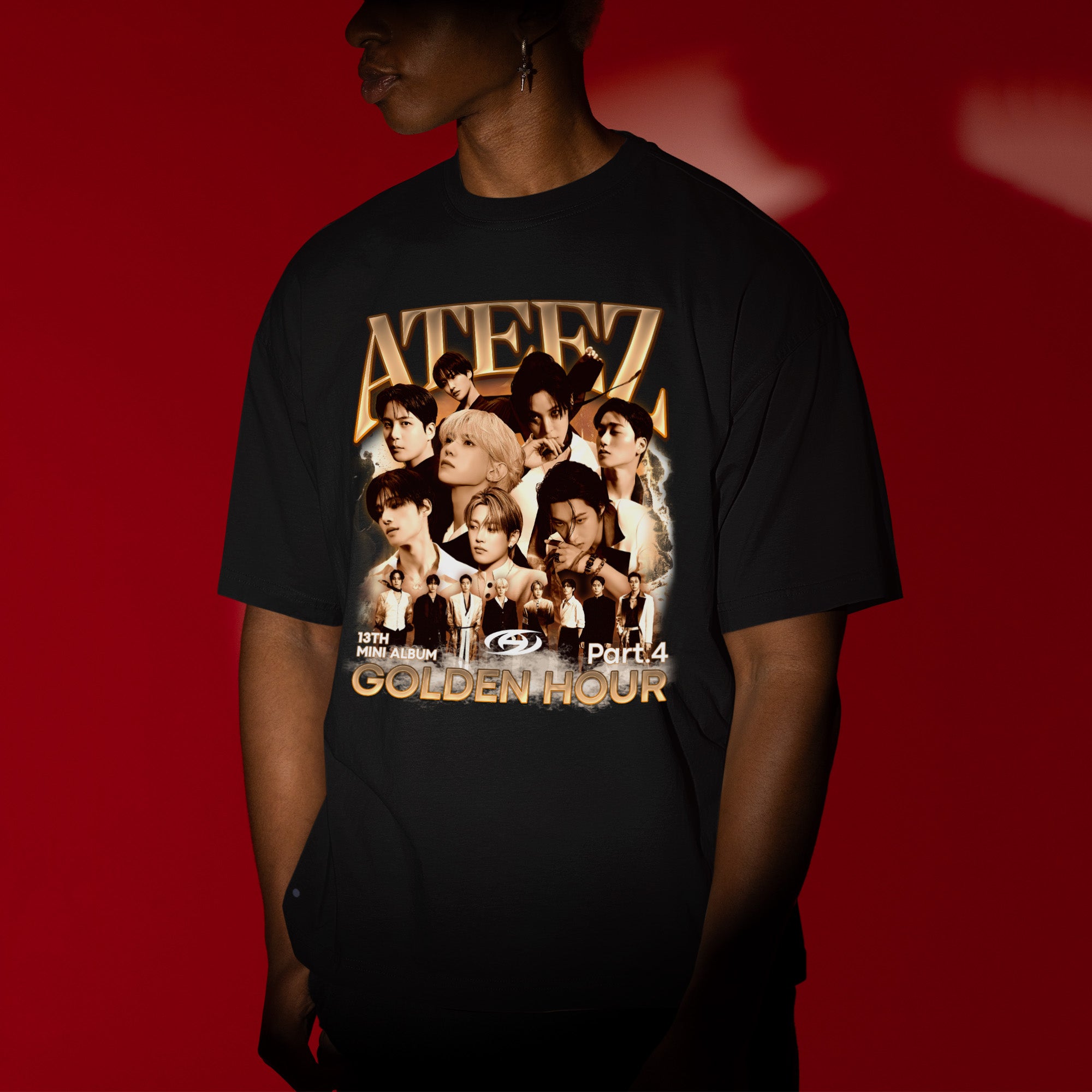 ATEEZ Graphic Golden Hour Part 4 T-Shirt - Men view, Y2K kpop concert tee