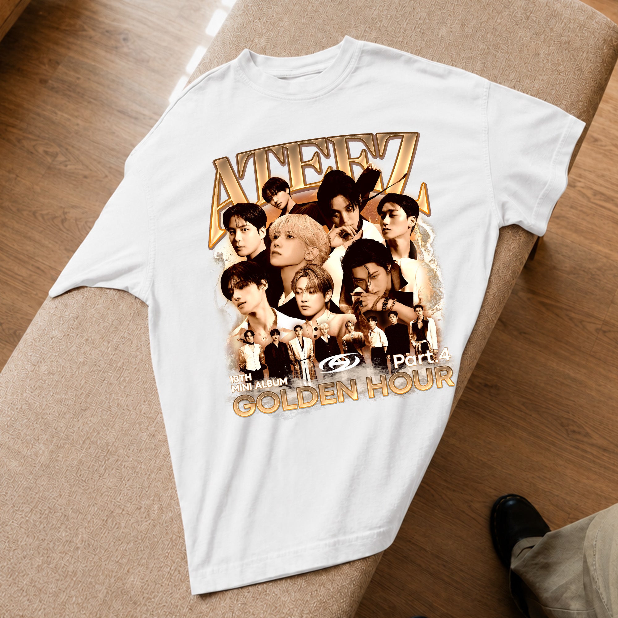 ATEEZ Graphic Golden Hour Part 4 T-Shirt - Spread view, Y2K kpop concert tee
