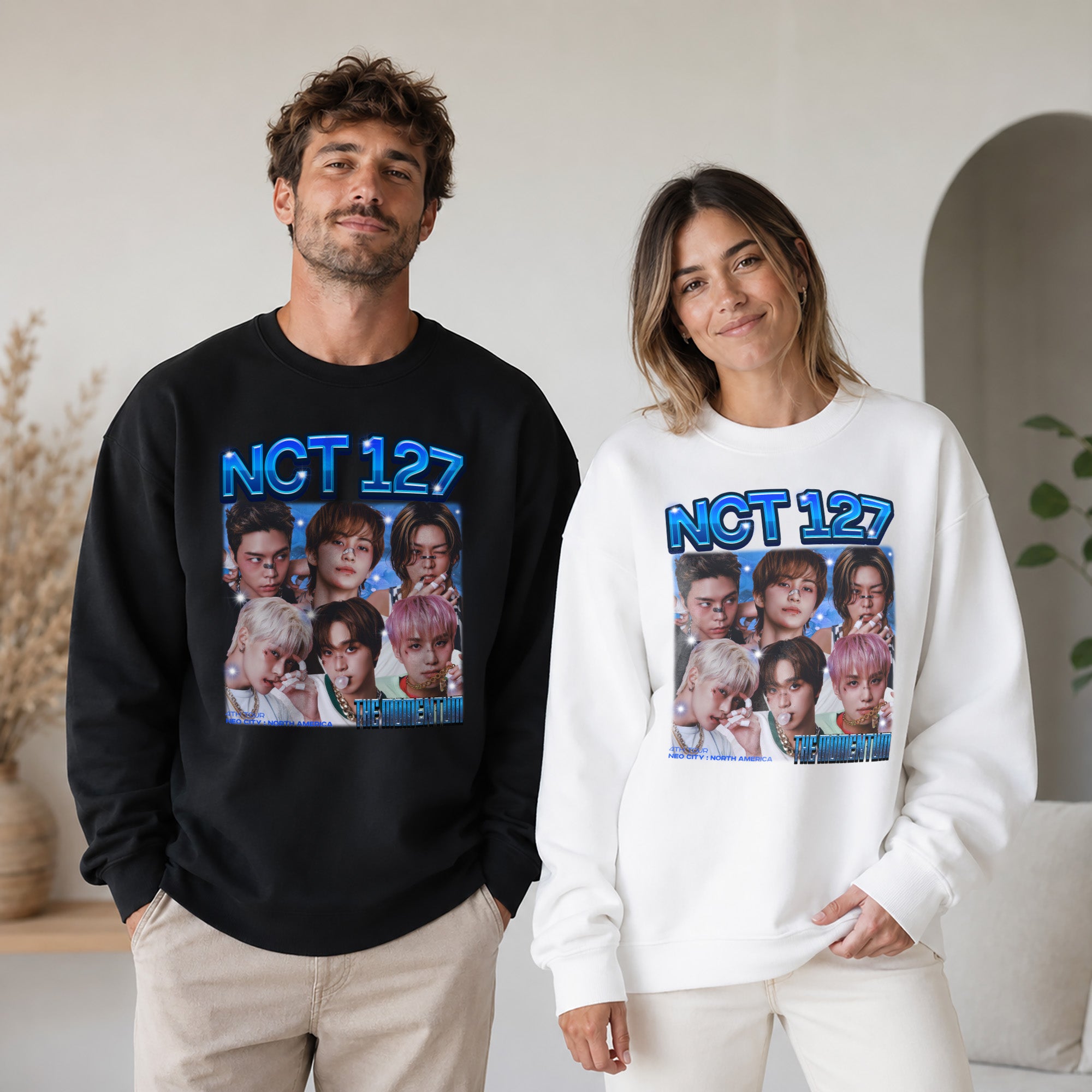 NCT 127 Graphic The Momentum Sweatshirt - Couple view, Y2K kpop concert sweatshirt