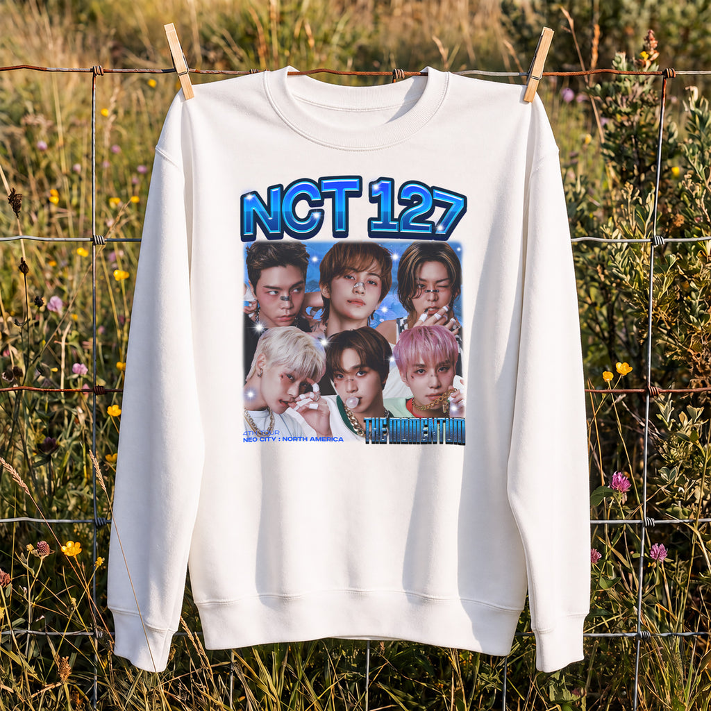 NCT 127 Graphic The Momentum Sweatshirt - Hang view, Y2K kpop concert sweatshirt