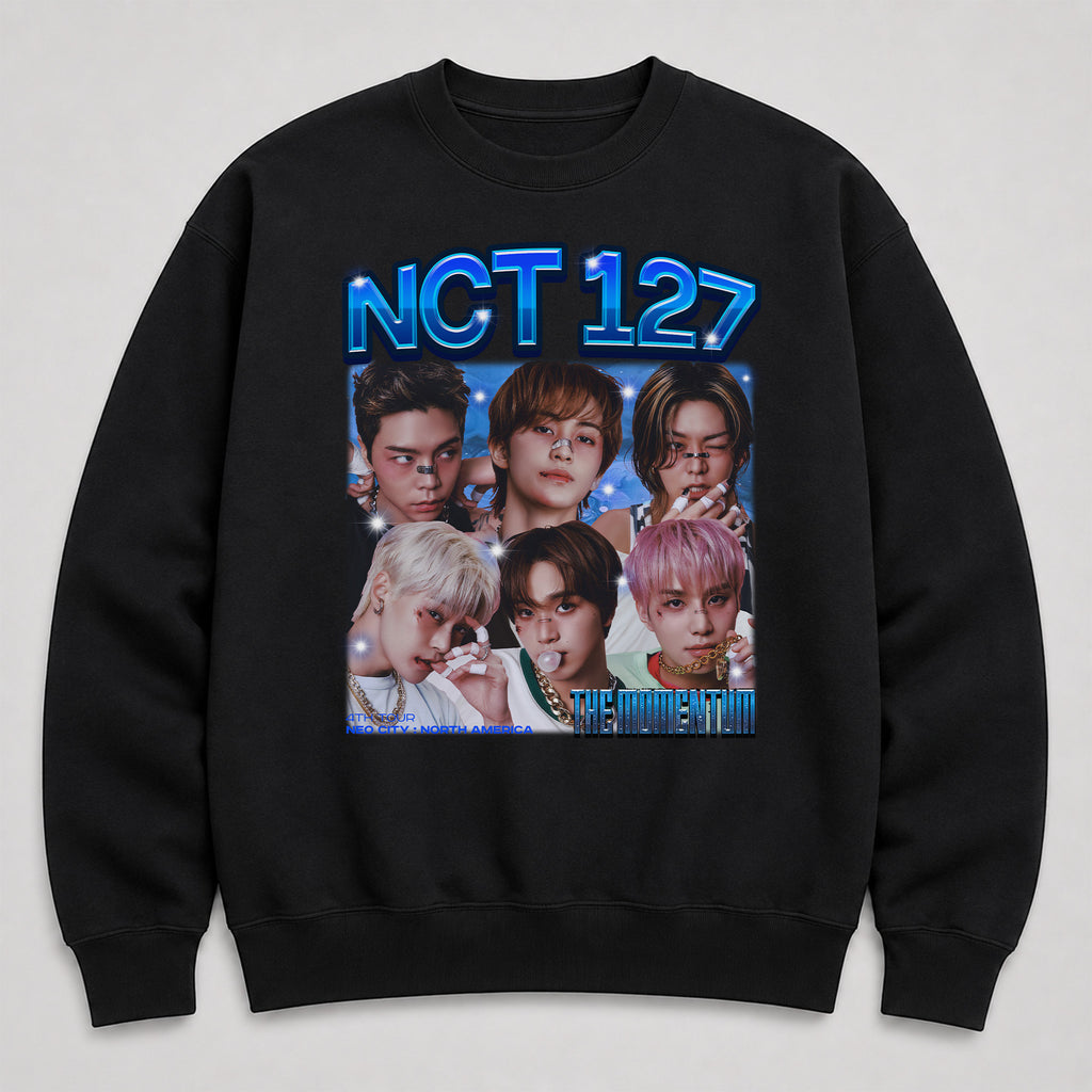 NCT 127 Graphic The Momentum Sweatshirt - Main view, Y2K kpop concert sweatshirt