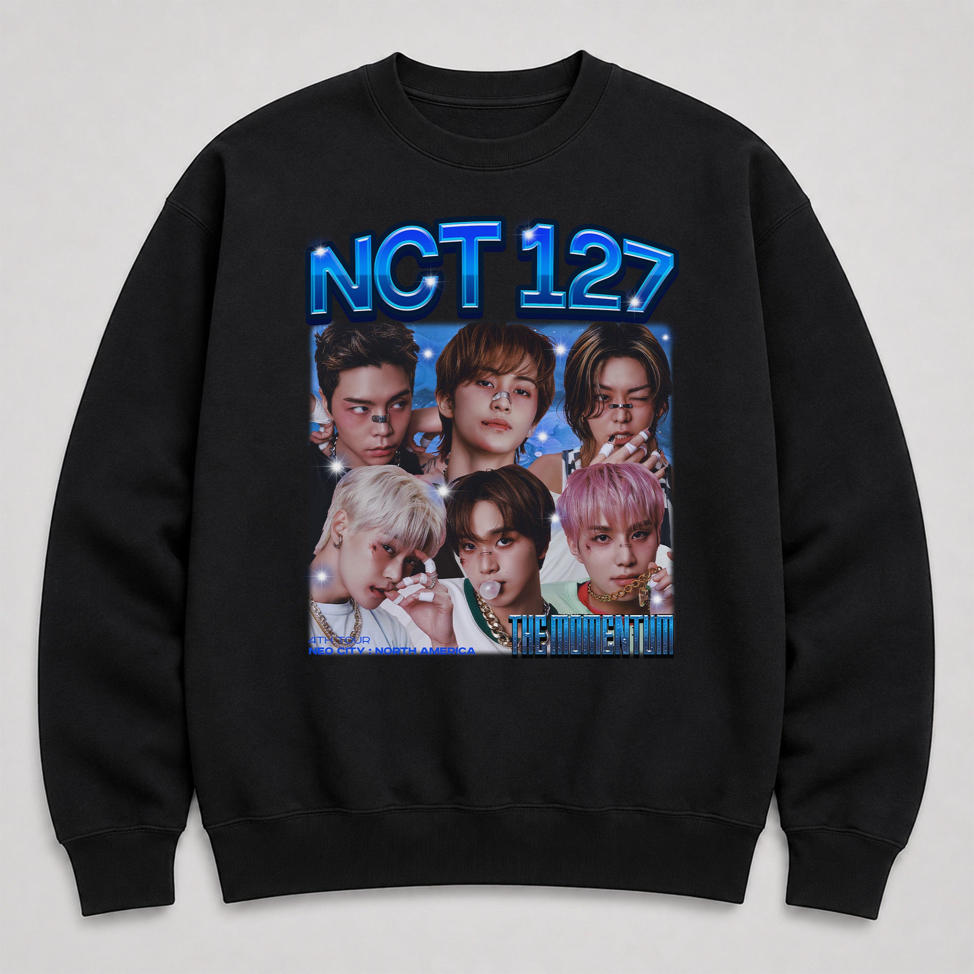 NCT 127 Graphic The Momentum Sweatshirt - Main view, Y2K kpop concert sweatshirt