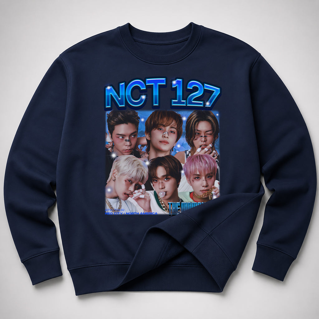 NCT 127 Graphic The Momentum Sweatshirt - Spread view, Y2K kpop concert sweatshirt