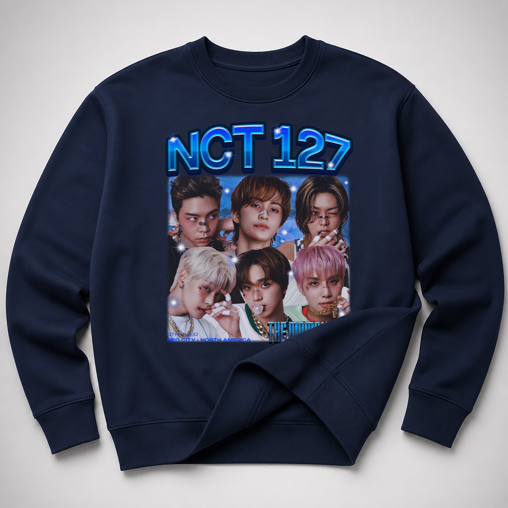 NCT 127 Graphic The Momentum Sweatshirt - Spread view, Y2K kpop concert sweatshirt