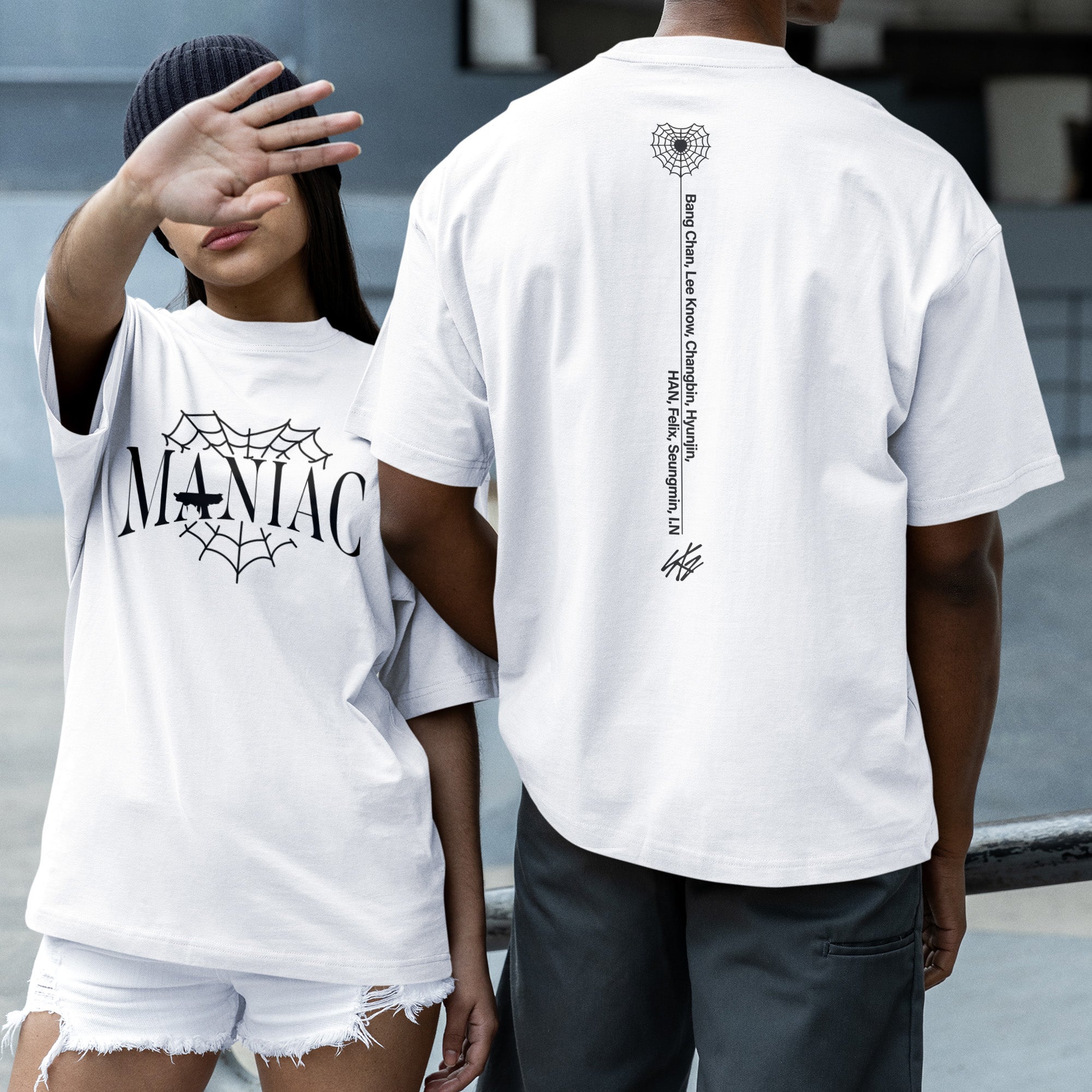 Stray Kids Maniac Member T-Shirt - Couple 2 view, Y2K kpop concert tee