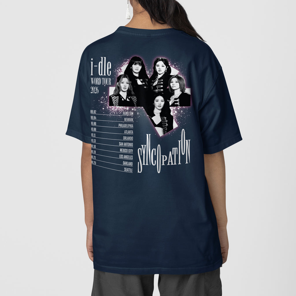 (G)I-DLE Syncopation Tour 2026 T-Shirt - Back view, Y2K kpop concert tee