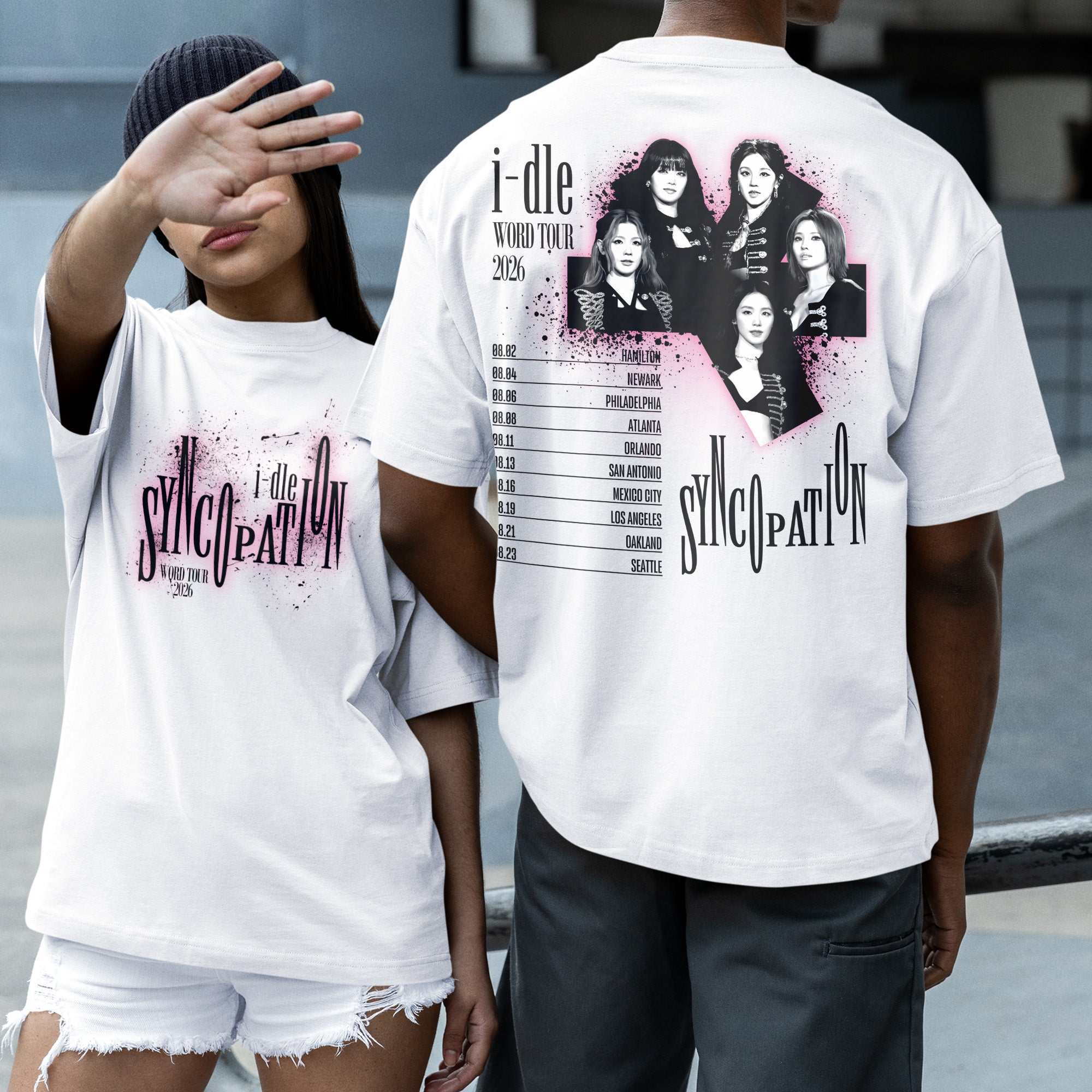 (G)I-DLE Syncopation Tour 2026 T-Shirt - Couple 2 view, Y2K kpop concert tee
