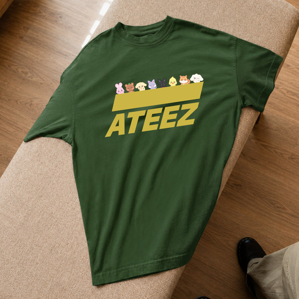 ATEEZ Cute Aniteez T-Shirt - Spread view, Y2K kpop concert tee